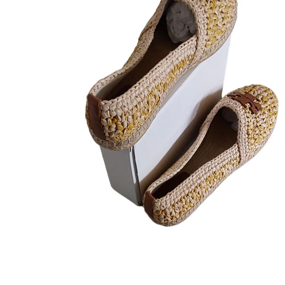 Tory Burch Everly‎ Women's Multi Raffia  Espadrille Crochet Flats